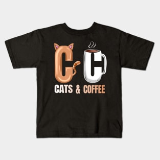 Logo Cats And Hot Coffee On Purrsday Kids T-Shirt